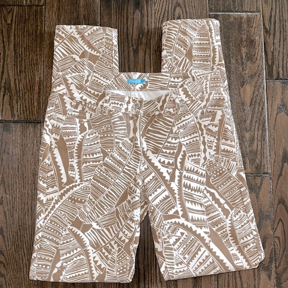 J McLaughlin brown & white safari print denim pants size 4 - Picture 3 of 8